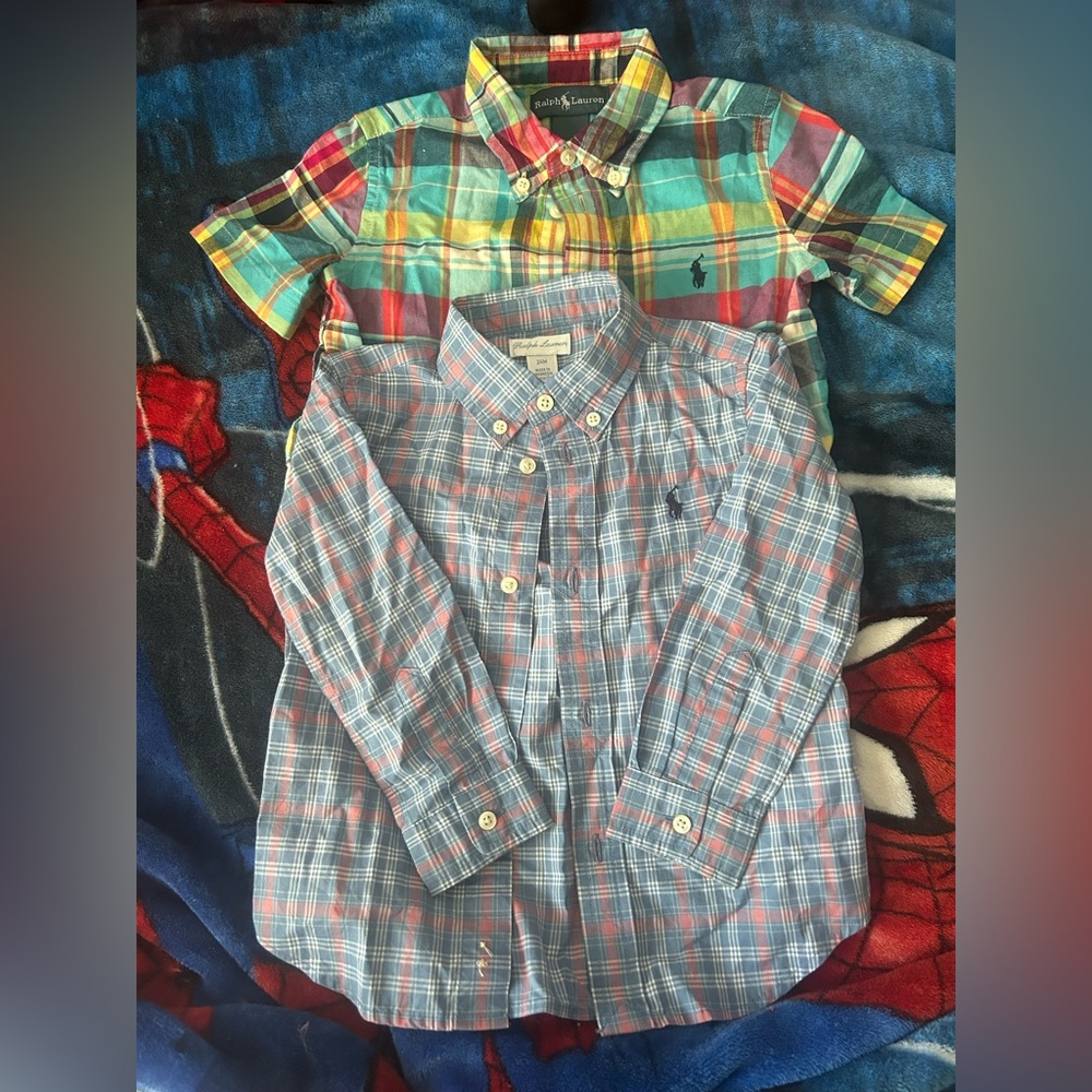 Polo Ralph Lauren boys plaid collar dress shirts Sold as bundle good condition